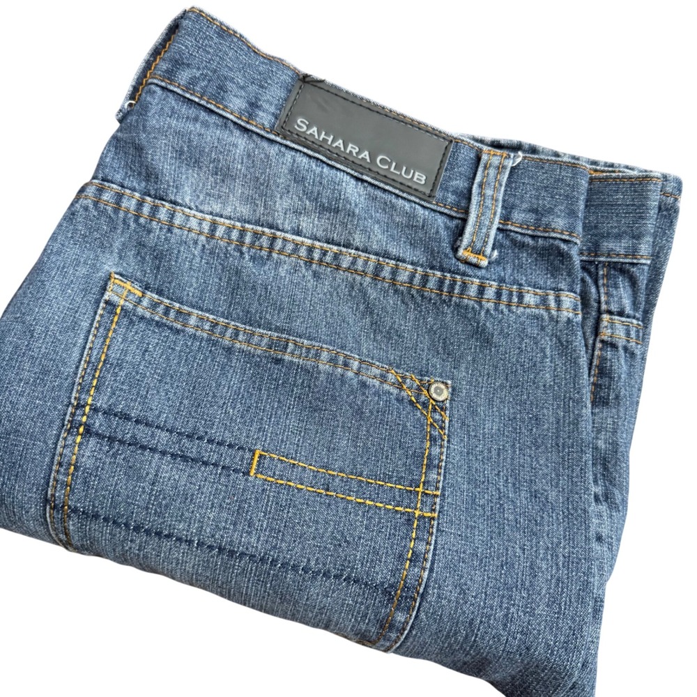 Sahara Club Mens Blue Denim Jeans 38W x 32L‎ Straight Leg Cotton Polyester